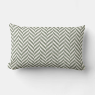 Sage Green Herringbone Geometric Lumbar Cushion