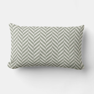 Sage Green Herringbone Geometric Outdoor Lumbar Cushion