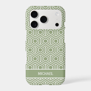 Sage Green Hexagon Honeycomb Geometric Pattern