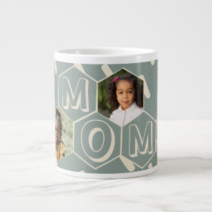 Sage Green Hexagon Modern MOM Gift Large Coffee Mug