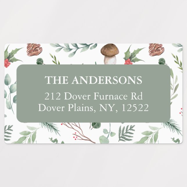Sage Green Holiday Return Address Label (Design 1)