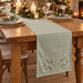 Top Table Table Runners Sage Green Holly Christmas Winter Table Long Table Runner | Zazzle