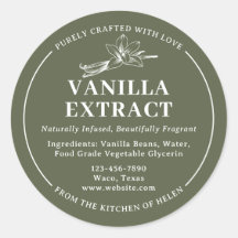 Sage Green Homemade Vanilla Extract Label