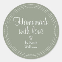 Sage Green Homemade With Love Personalized Name