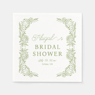Sage Green Hydrangea Bridal Shower Napkin