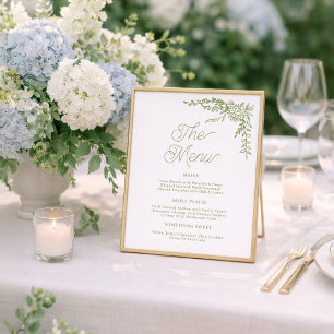 Sage Green Hydrangea Wedding Menu Sign