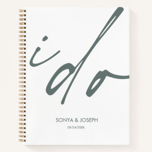 Sage Green I Do Typography Custom Name Wedding Notebook