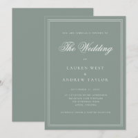 Sage Green II Modern Minimalist Wedding Invitation