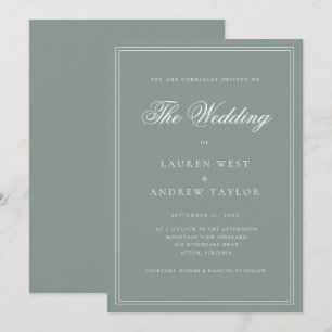 Sage Green II Modern Minimalist Wedding Invitation