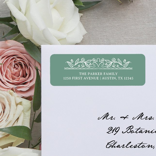 Sage Green Illustrated Botanical | Return Address Label (Creator Uploaded)