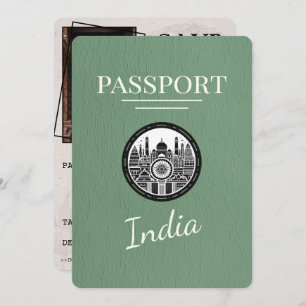 Sage Green India Passport Save The Date