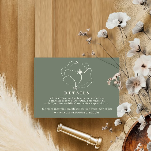 Sage Green Indie Boho Rustic Wedding Details Invitation (Creator Uploaded)
