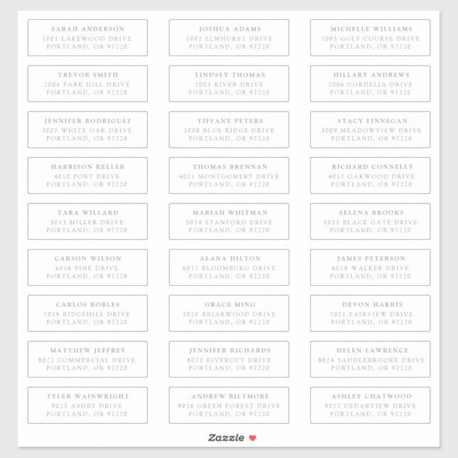 Sage Green Individual Guest Address Labels (Sheet)