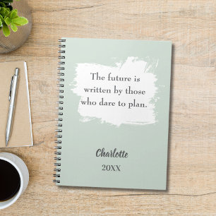 Sage green inspirational quote notebook