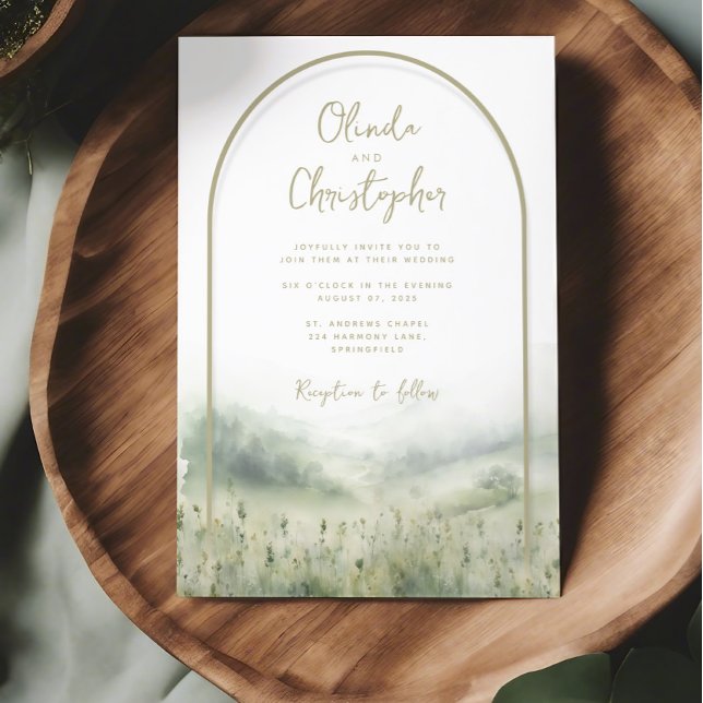 Sage green invitations wedding watercolor script (Creator Uploaded)
