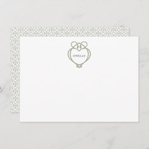 Sage Green Irish Celtic Swan Love Knot Family Name Card