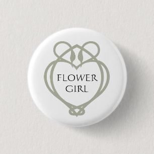 Sage Green Irish Celtic Swan Love knot Flower Girl 3 Cm Round Badge