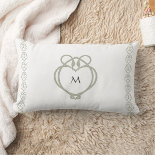 Sage Green Irish Celtic Swan Love Knot Monogram Th Lumbar Cushion