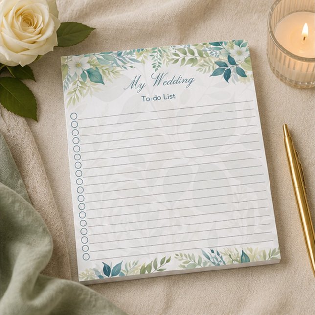Sage Green Ivory Eucalyptus Wedding To Do List Notepad (Creator Uploaded)