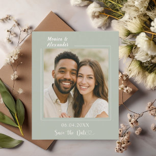 Sage green ivory photo wedding Save the Date Flyer