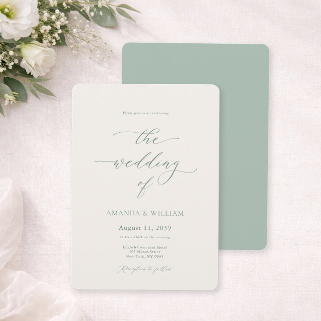 Sage Green & Ivory Wedding Invitation (Creator Uploaded)