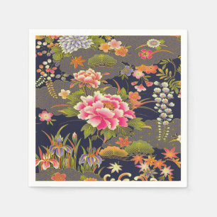 Sage Green Japanese Kimono Floral Decoupage Paper Napkin