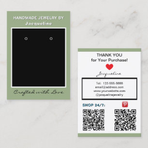 Sage Green Jewelry Earrings QR Codes Business Card