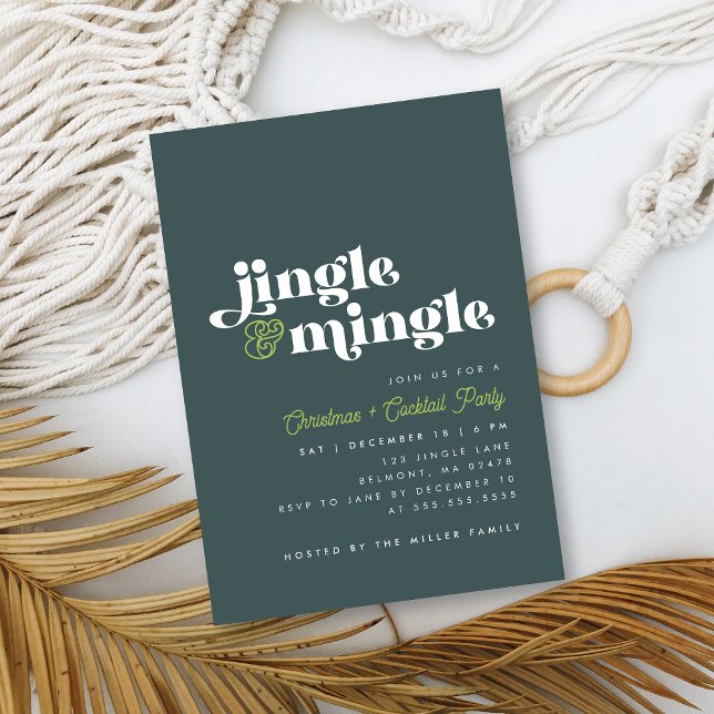 Sage Green Jingle Mingle Modern Christmas Party Invitation (Creator Uploaded)