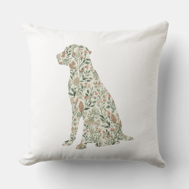 Sage Green Labrador Retriever Wildflower Cottage Cushion (Front)