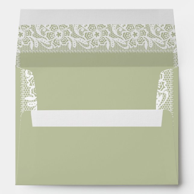 Sage Green Lace Classic Wedding Envelope Liner Set (Back (Bottom))