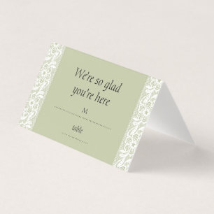 Sage Green Lace Classic Wedding Table Number Cards