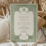 Sage Green Lace Traditional Muslim Wedding Invitation<br><div class="desc">This stunning sage green wedding invitation exudes timeless elegance, ideal for a traditional Muslim ceremony. The intricate lace pattern bordering the invitation is inspired by Islamic art, encapsulating a rich cultural heritage. The focal point of the design is the beautifully rendered Islamic calligraphy, symbolising the sacred union. The invitation is...</div>