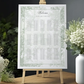 Sage Green Landscape Toile Wedding Seating Chart