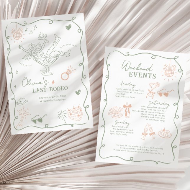 Sage Green Last Rodeo Weekend Bachelorette Invitation (Creator Uploaded)
