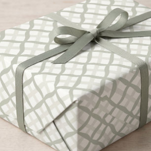 Sage Green Lattice Trellis Preppy Garden Party Wrapping Paper