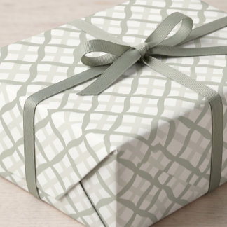Sage Green Lattice Trellis Preppy Garden Party Wrapping Paper