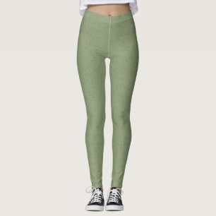 Sage Green Leaf Embroidered Leggings