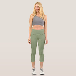 Sage Green Leaf Embroidered Leggings