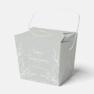 Sage Green Leaf Motif Happy Thanksgiving Favour Box