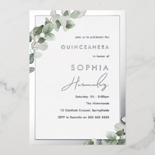 Sage Green Leaf & Silver Elegant Quinceanera Party