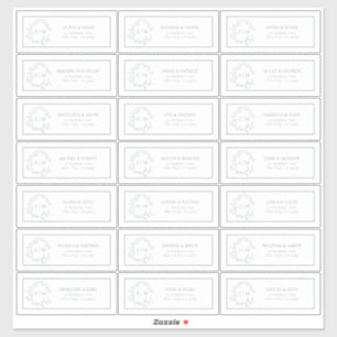 Sage Green Leafy Crest Monogram Guest Address