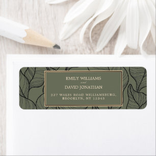 Sage Green Leaves Line Art Classic  Return Address Label
