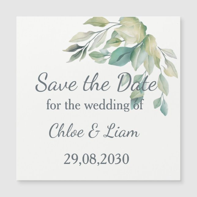 Sage Green Leaves Simple Greenery Wedding (Front)