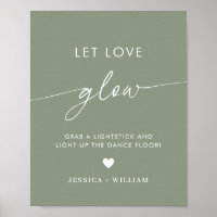Sage Green Let Love Glow Wedding Glow Stick Sign