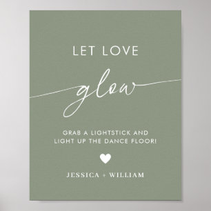 Sage Green Let Love Glow Wedding Glow Stick Sign