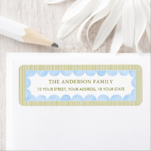 Sage Green & Light Blue Stripes Return Address Label