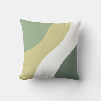 Sage Green, Light Brown, White Wave Cushion
