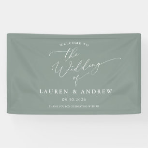 Sage Green Light Green Welcome to Our Wedding  Banner