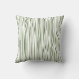 Sage Green (Light, Medium, Dark) and White Stripes Cushion