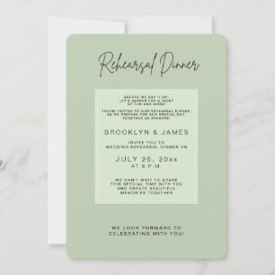 Sage Green Light Wedding Rehearsal Dinner Invitation